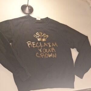 Black Sweatshirt with Gold Crown Design